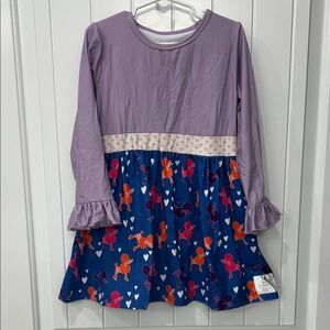 Purple and Blue Long Sleeve Dress